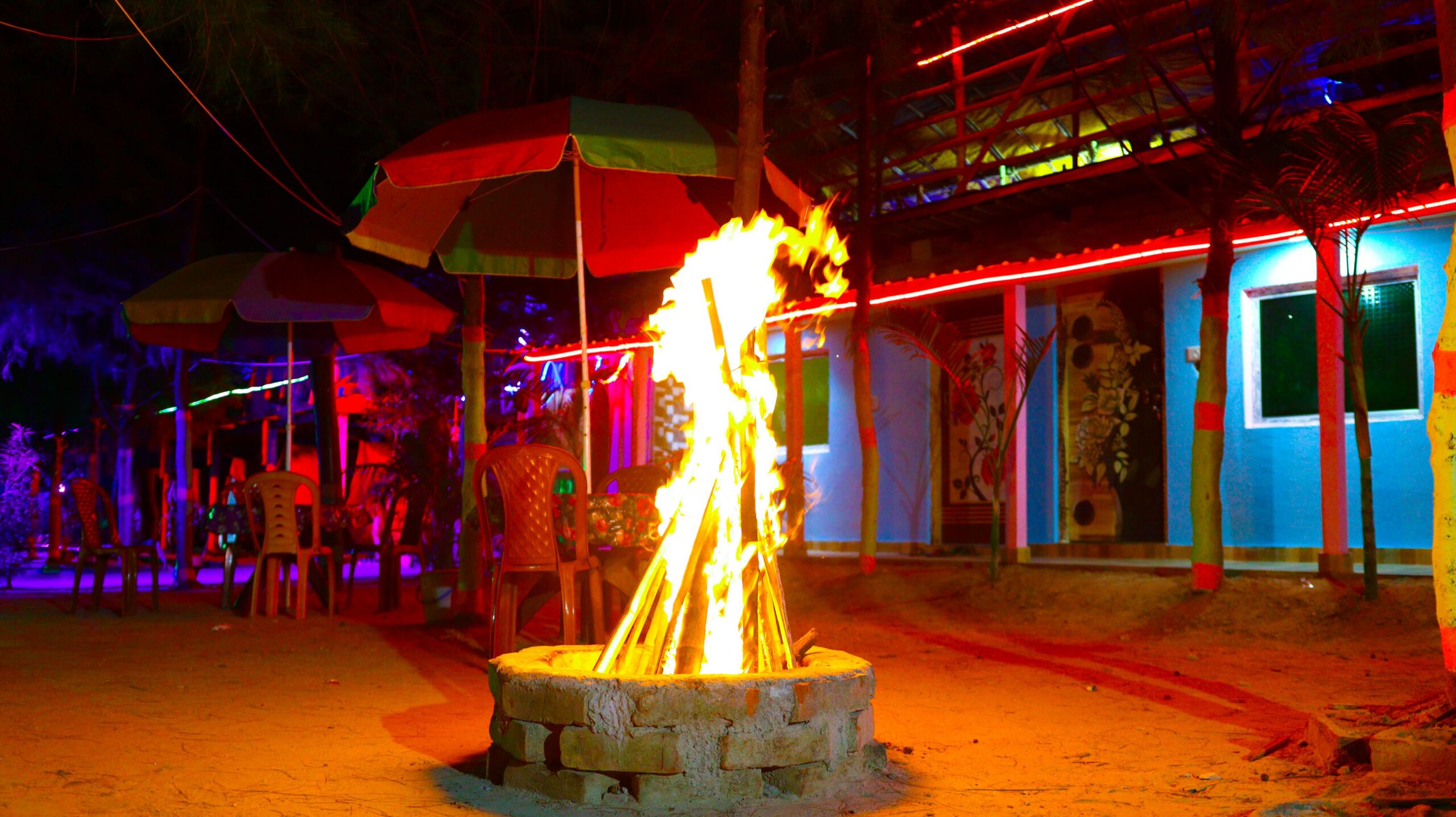 Bonfire evening at Royal Galaxy Resort, Mousuni Island